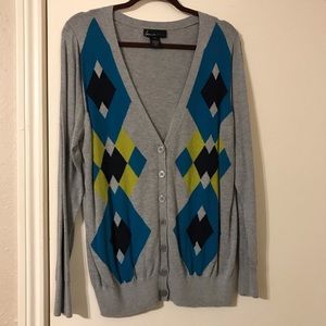 Argyle cardigan sweater